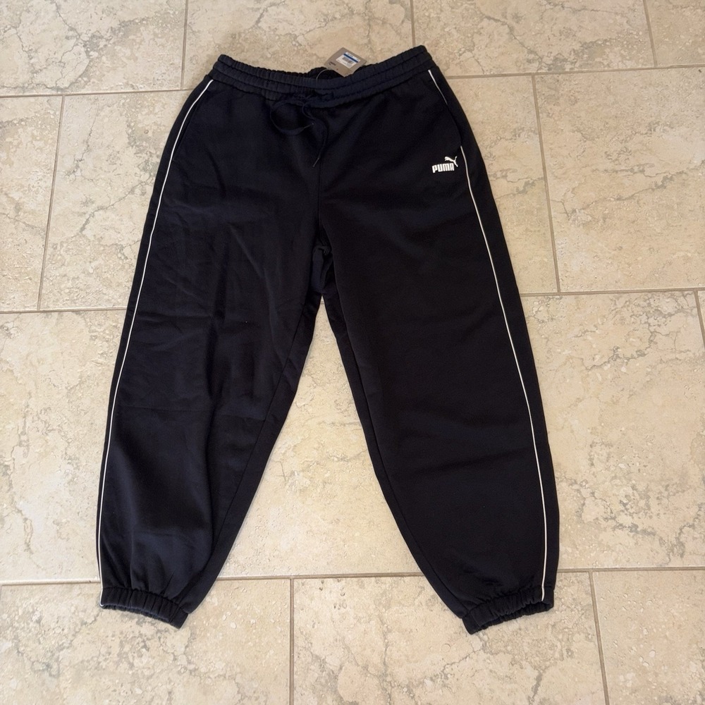 PUMA Men's Fleece Jogger Sweatpants Black Size XL New With Tags Baggy Wide